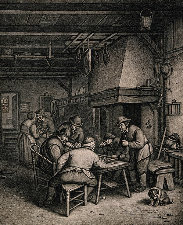 Older men playing Backgammon Chouette Order